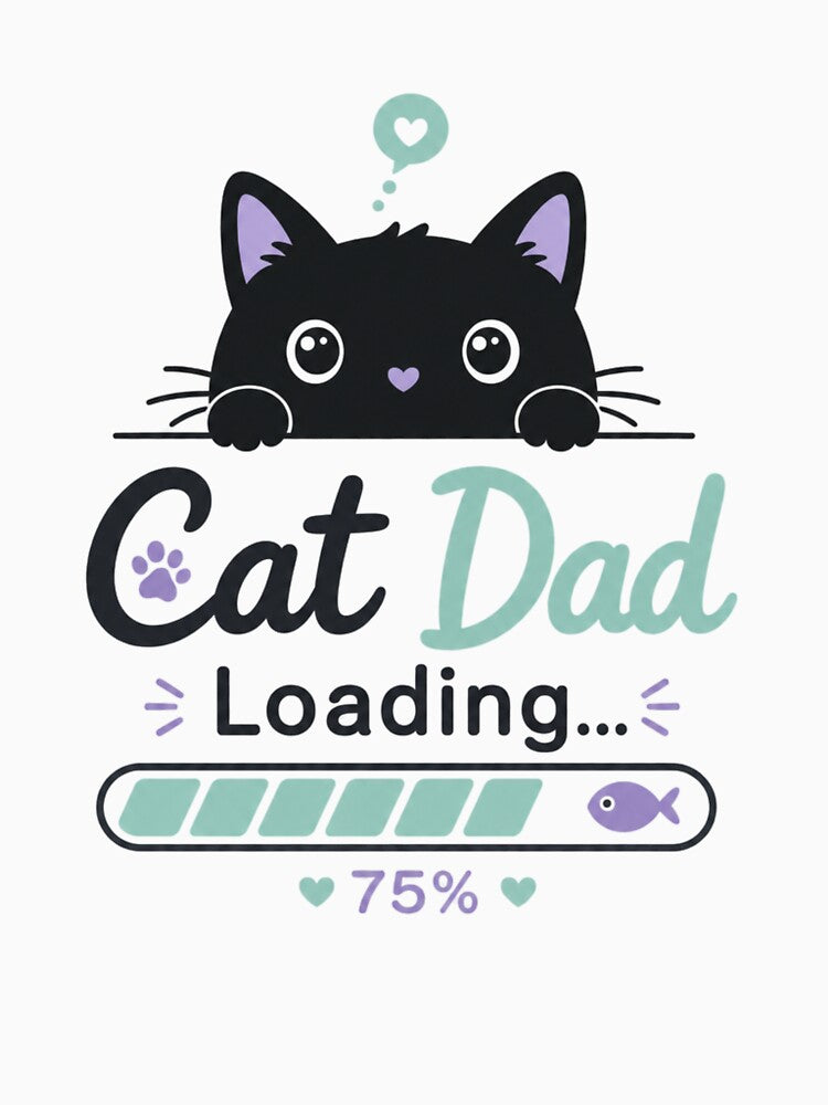 Cat Dad Loading Minimalist Kawaii Black Cat T-Shirt Sticker by Ashley critters