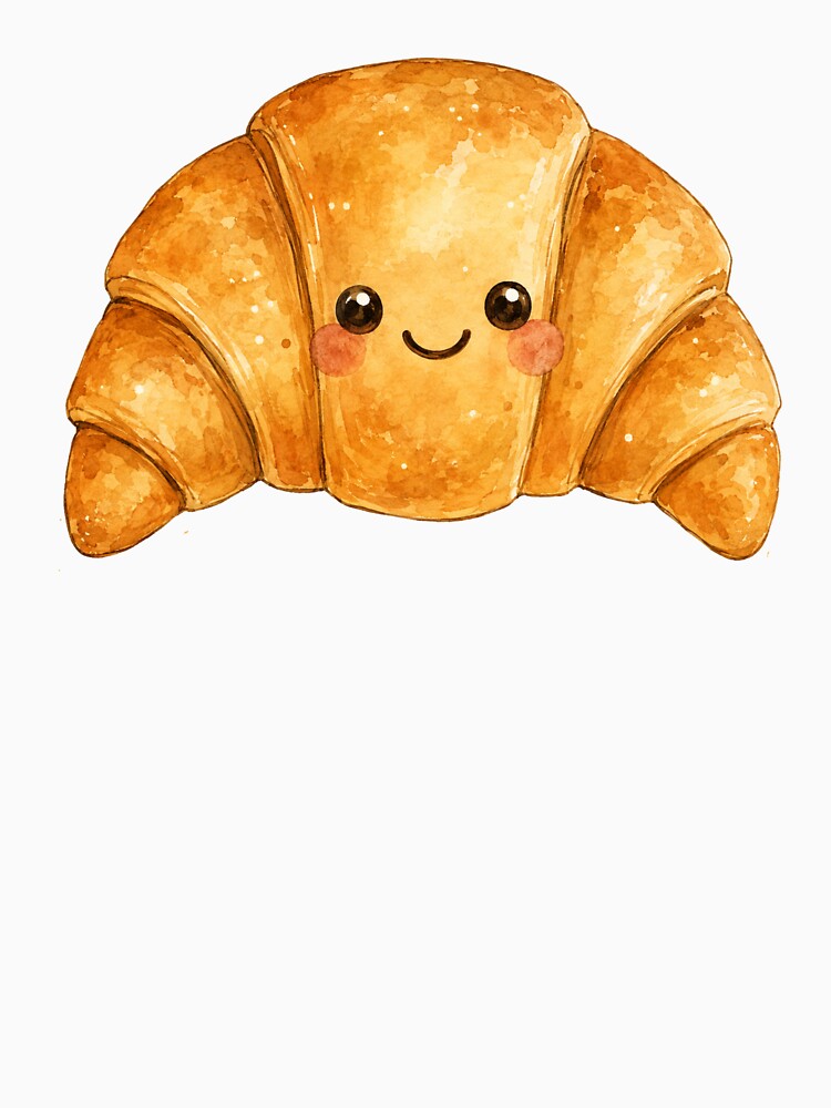 Cute Kawaii Croissant Watercolor Bakery Food Lover by Moizento