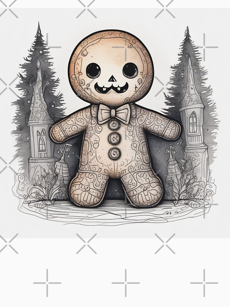 2025 Christmas and Holiday Gingerbread man - Watercolor & Ink 3 by KBMediaArt