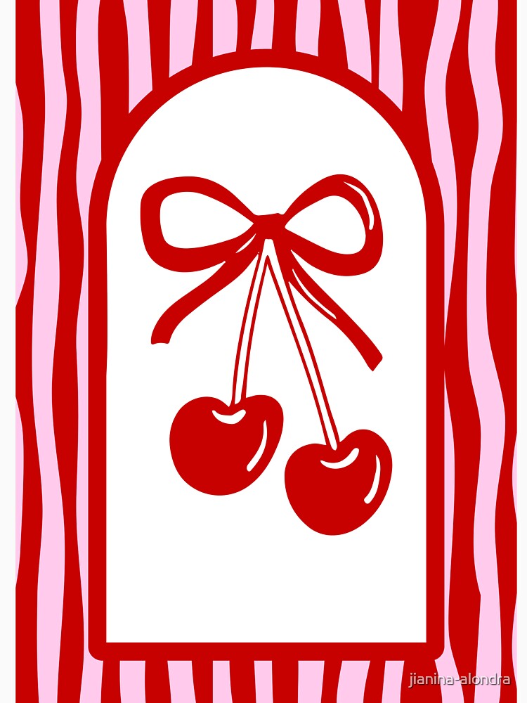 Coquette Cherry Bow Retro Striped Design by jianina-alondra