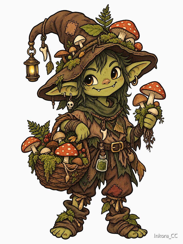 Mushroom Goblin – Cottage core Goblin core Forest Forager Design by Inkora_CC