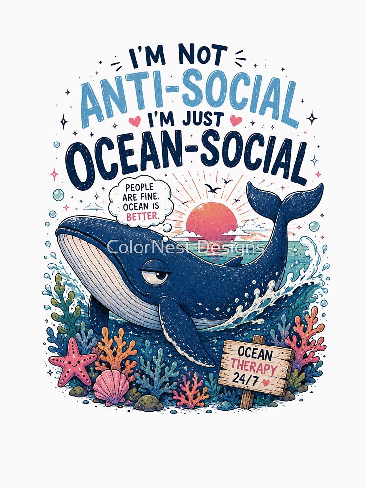 I’m Ocean-Social – Funny Whale Ocean Aesthetic Design by ColorNest Designs