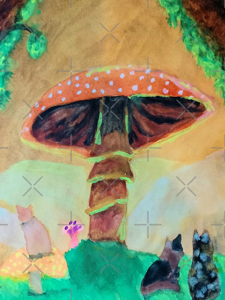 The Great Mushroom Cave Watercolor Painting by SoleiaFlur