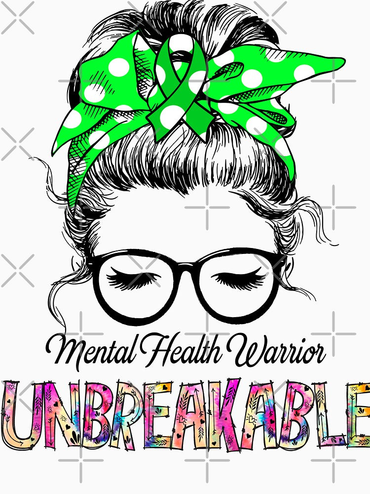Mental Health Warrior - UNBREAKABLE - Mental Health Ribbon by Tifrop