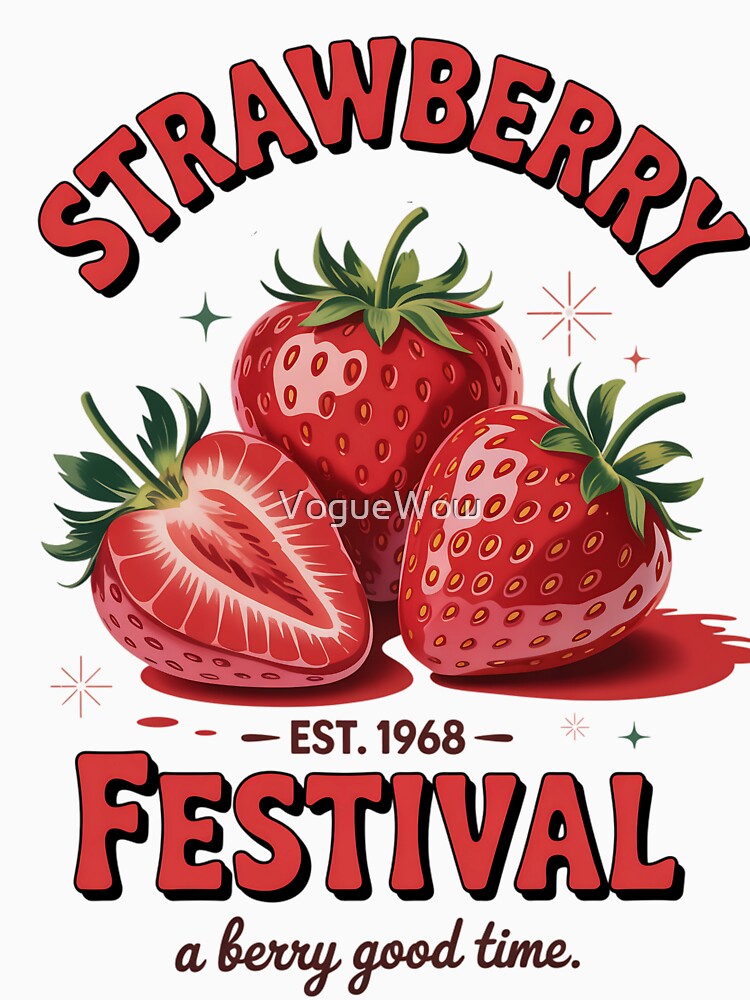 Retro Strawberry Festival Poster – T Shirt, Sticker, Hoodie, Mug by VogueWow