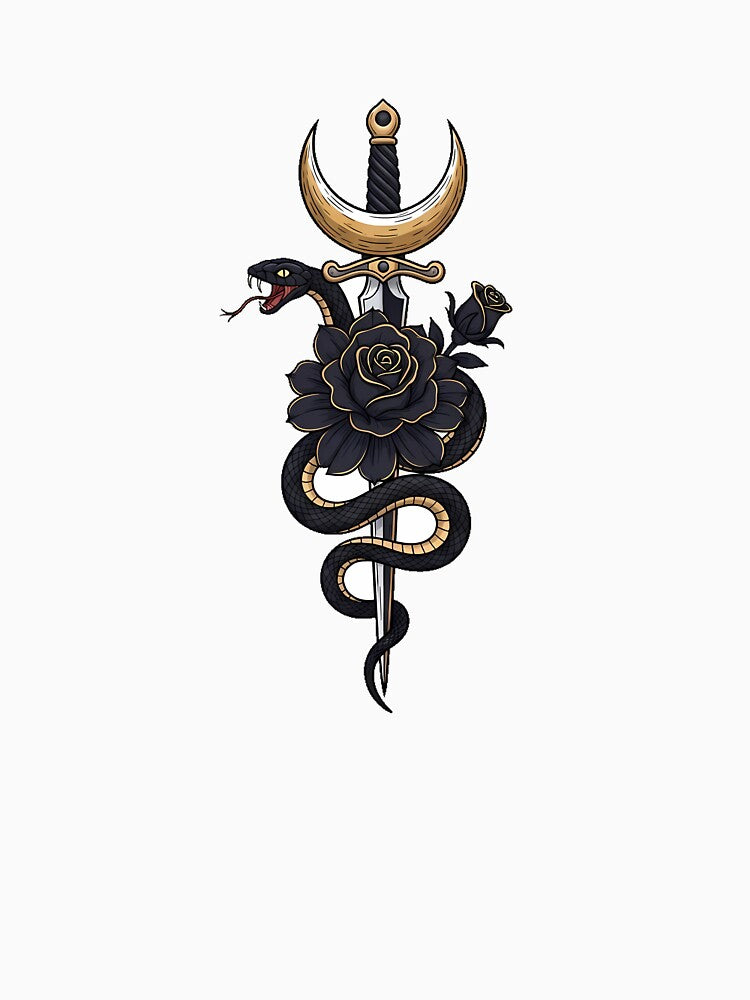 Snake Dagger Rose Moon Gift by IllumeInk