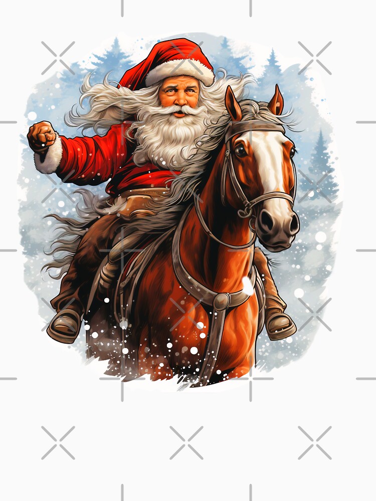 Western Cowboy Santa on Horse – Rustic Christmas Ride by PixelExpressStudio