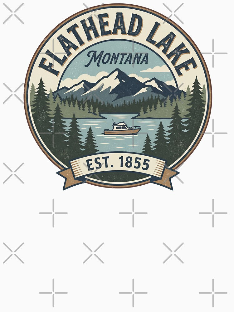 Flathead Lake Montana Vintage Boating Lake Retro National Park Badge by Milasneeze