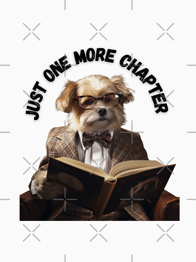 Just one more Chapter dog reading book white dog by Socool101