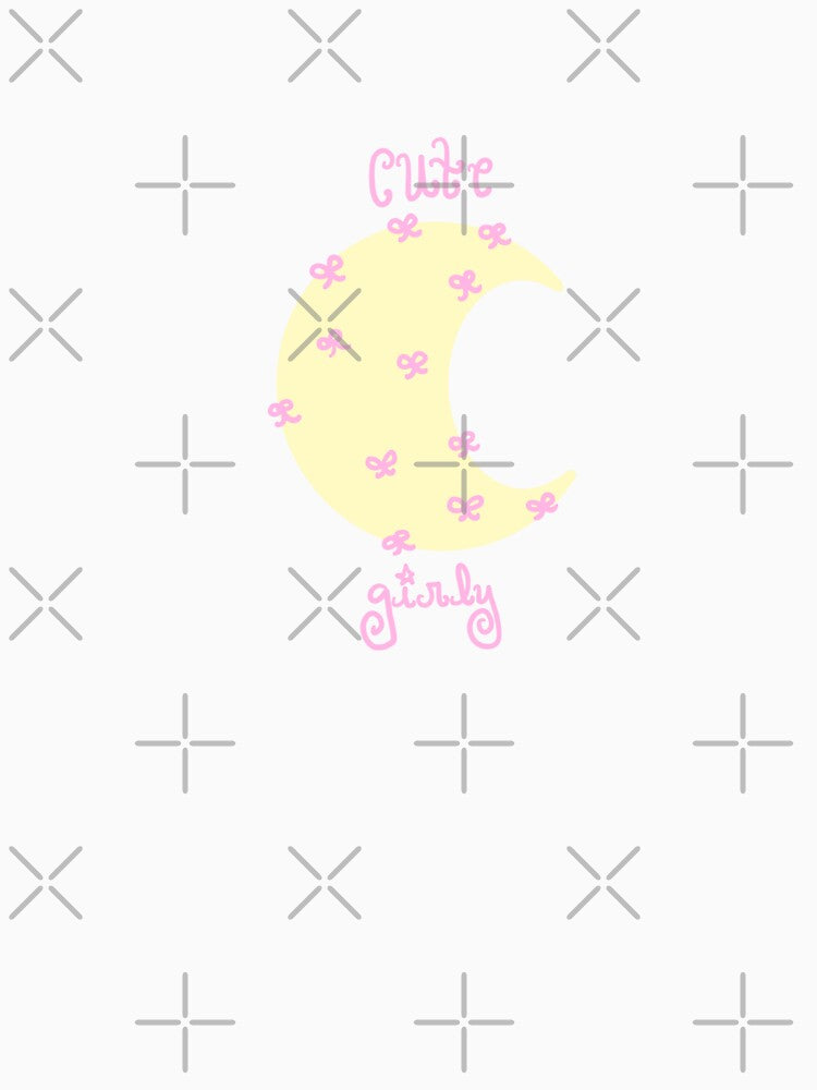Cute girly crescent moon yellow coquette pink bows by pasteldreams26