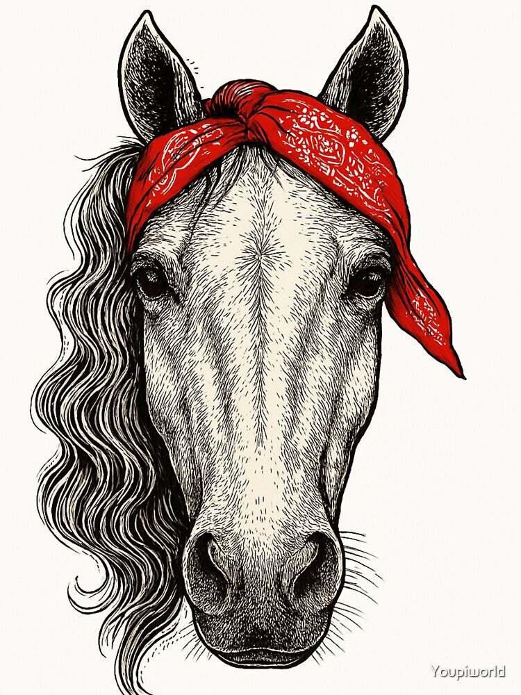Wild Spirit Horse – Western Bandana Animal Art on White by Youpiworld