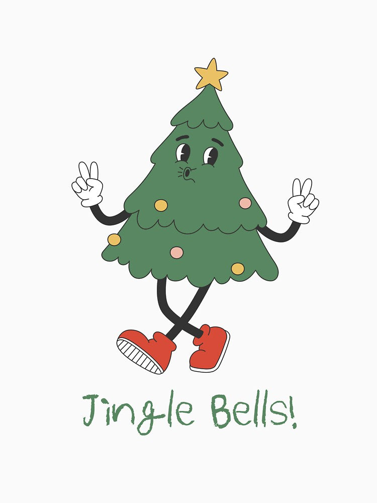 Jingle Bells – Cute Dancing Christmas Tree Illustration by HappySoulCentre