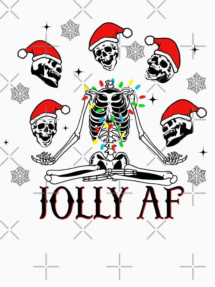 Skeleton Santa jiggling Heads That Says Jolly AF by TheVetDesigns