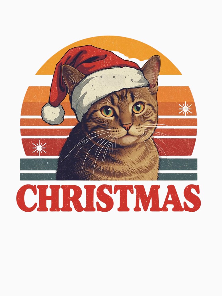 Cute Christmas Cat, Retro Holiday Kitty, Funny Christmas Cat Tee by salazare01