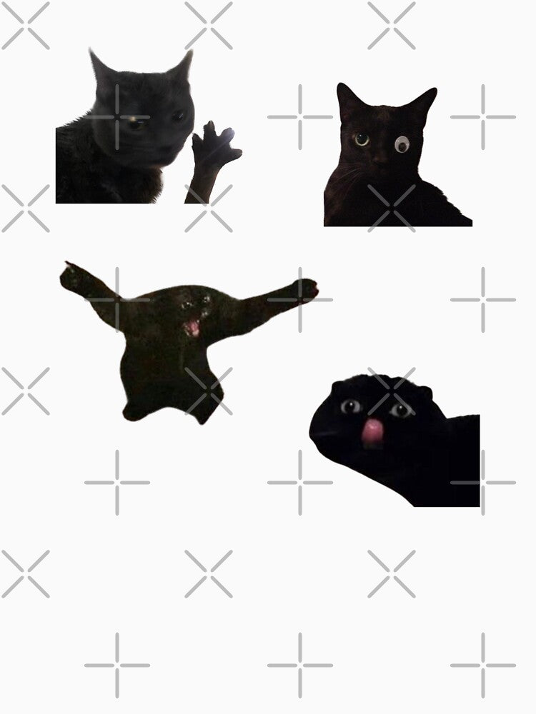 black void cursed cat meme (set 3) pack by mooneko