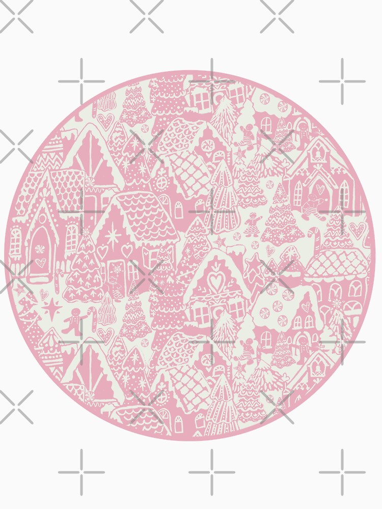 Holiday Gingerbread Village in candy land pink and winter white by MagentaRose