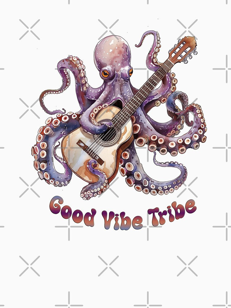 Good Vibe Tribe Octopus Playing Guitar Design by tyana-designs
