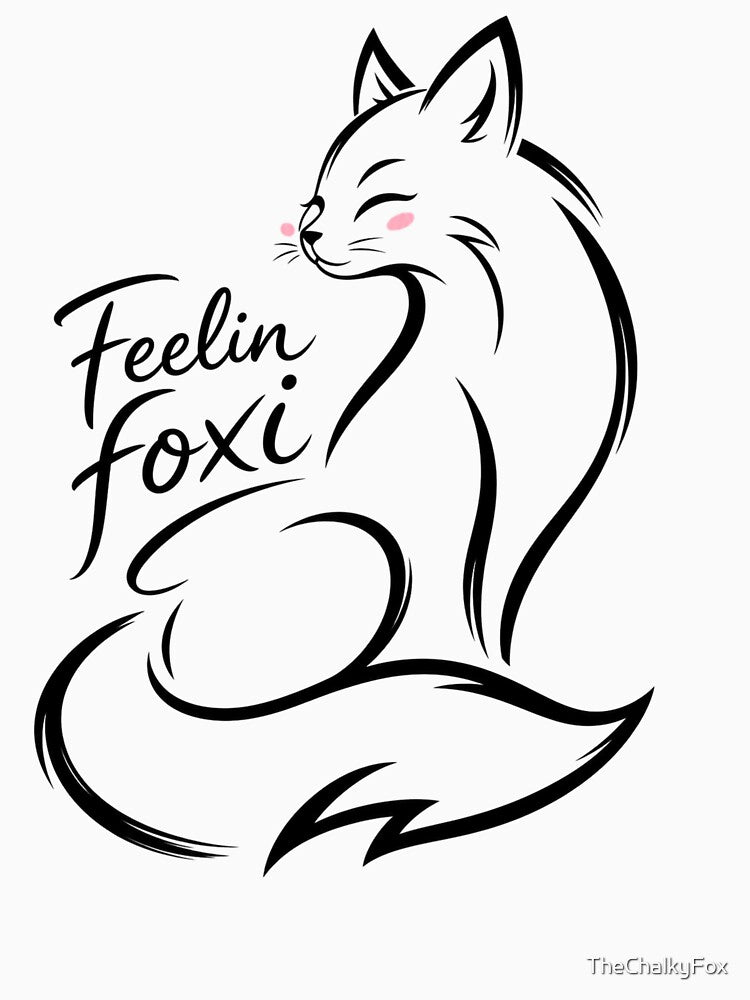 Feelin Foxi Minimalist Cute Fox Line Art by TheChalkyFox
