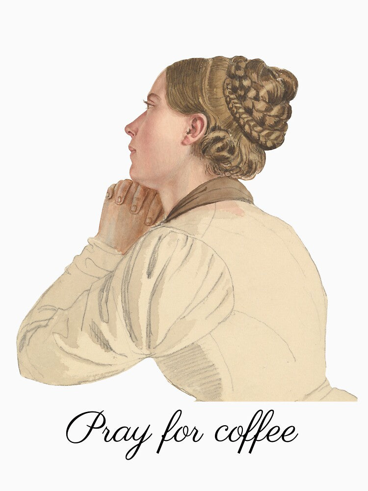 Pray for Coffee – Vintage Lady Retro Coffee Lover Design by EVESTUDIOART