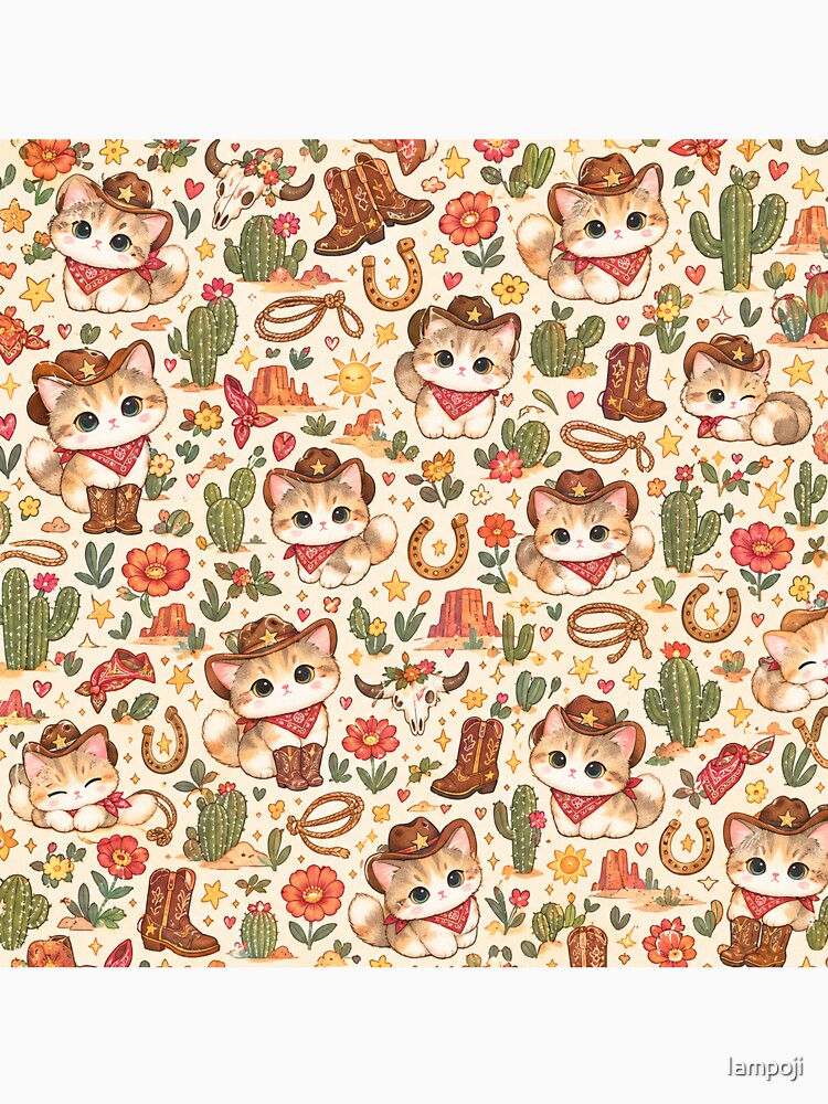 Cute Cowboy Cats Western Pattern by Iampoji