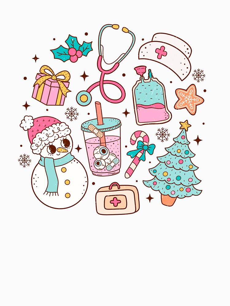 Retro Nurse Christmas Collection - Holiday Healthcare Illustration by DigitalByEb