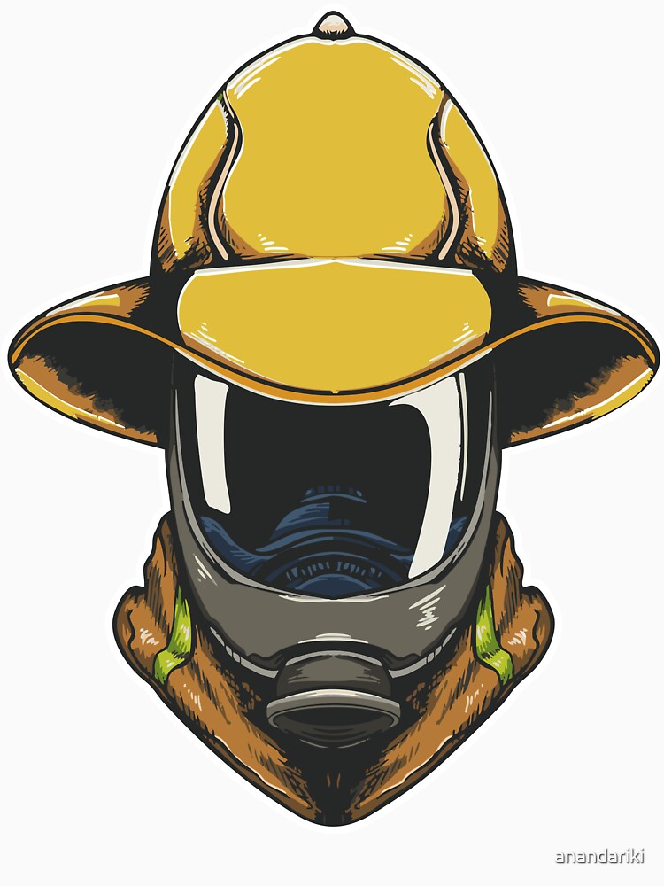 Firefighter Helmet Gas Mask First Responder Hero Design by anandariki
