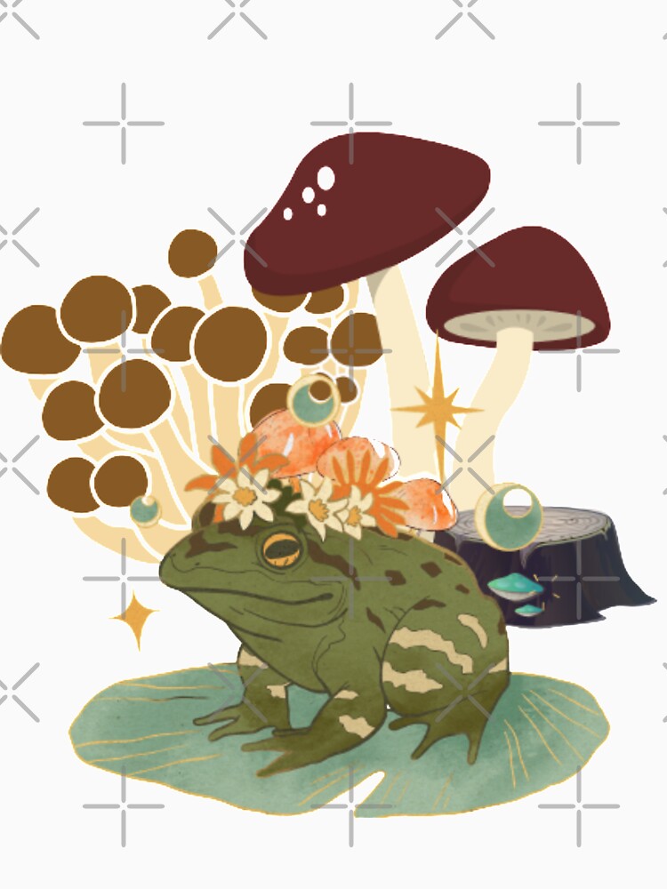 Magical frog under mushrooms- Vintage retro anime by Kawaiishizz