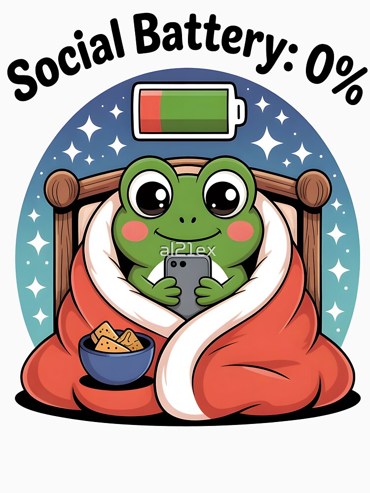 Social Battery 0 – Funny Frog Introvert by al21ex