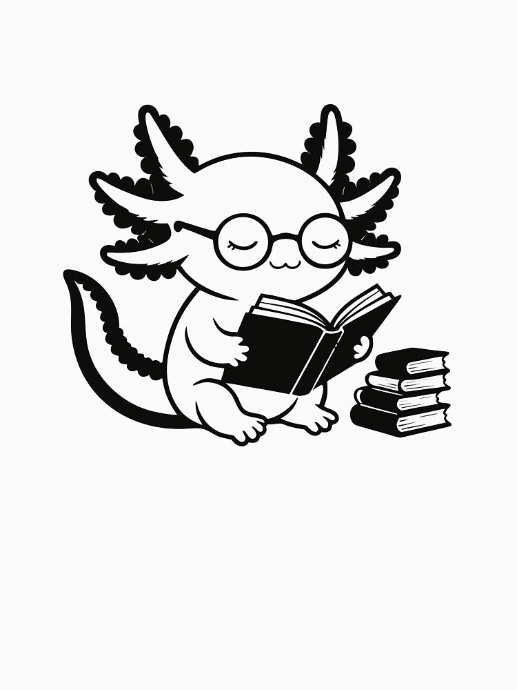 Cute Kawaii Axolotl Book Lover Reading Glasses Bookish Sticker by CutRootCo