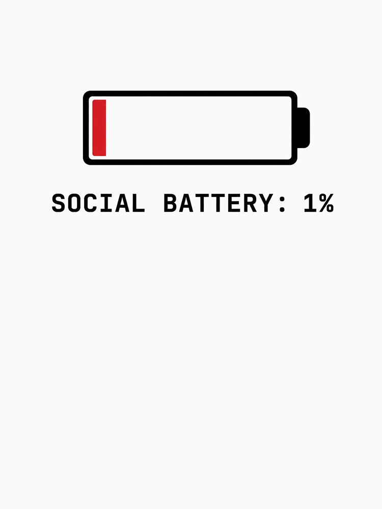 Social Battery 1% - Minimalist Low Battery Introvert Graphic by ProjectKevin