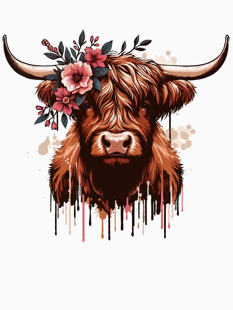 Funny Floral Hairy Scottish Animal Cow Lover Farmers by ArtTee-Folie0