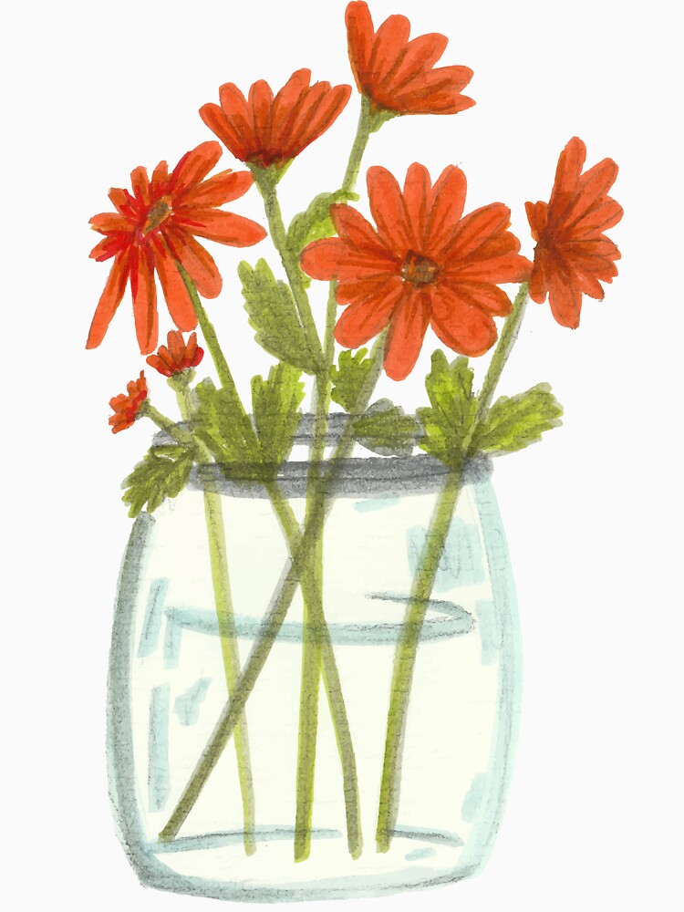 Vase of orange flowers by SparkPrintsandDesigns