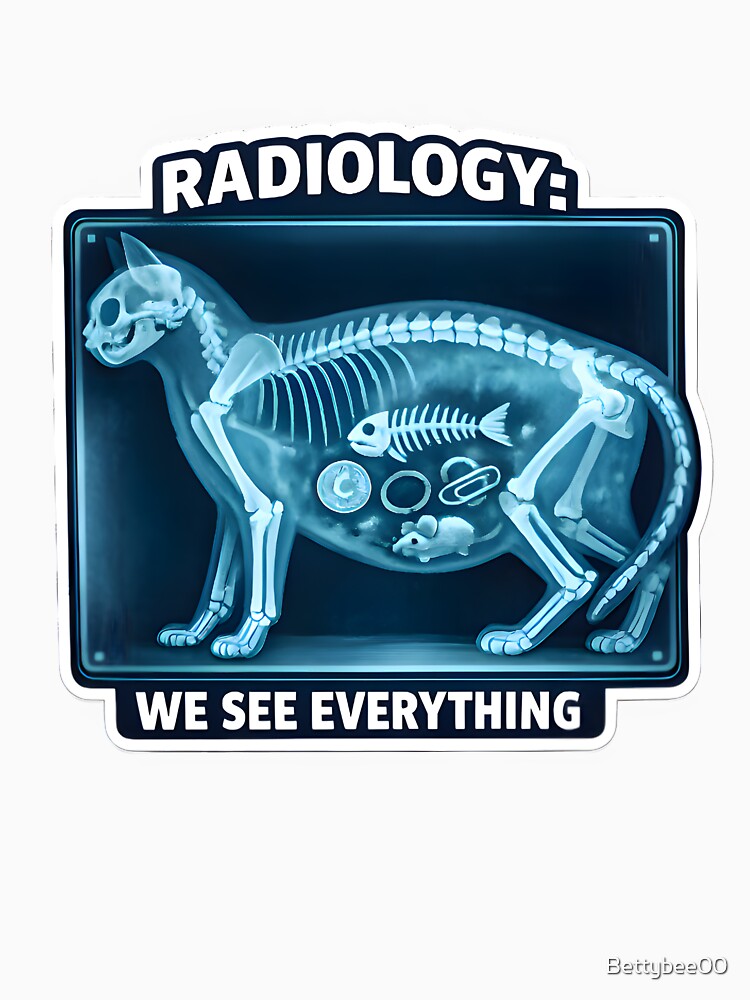 Radiology We See Everything – Funny Veterinary X-Ray Humor Vet Tech Sticker by Bettybee00