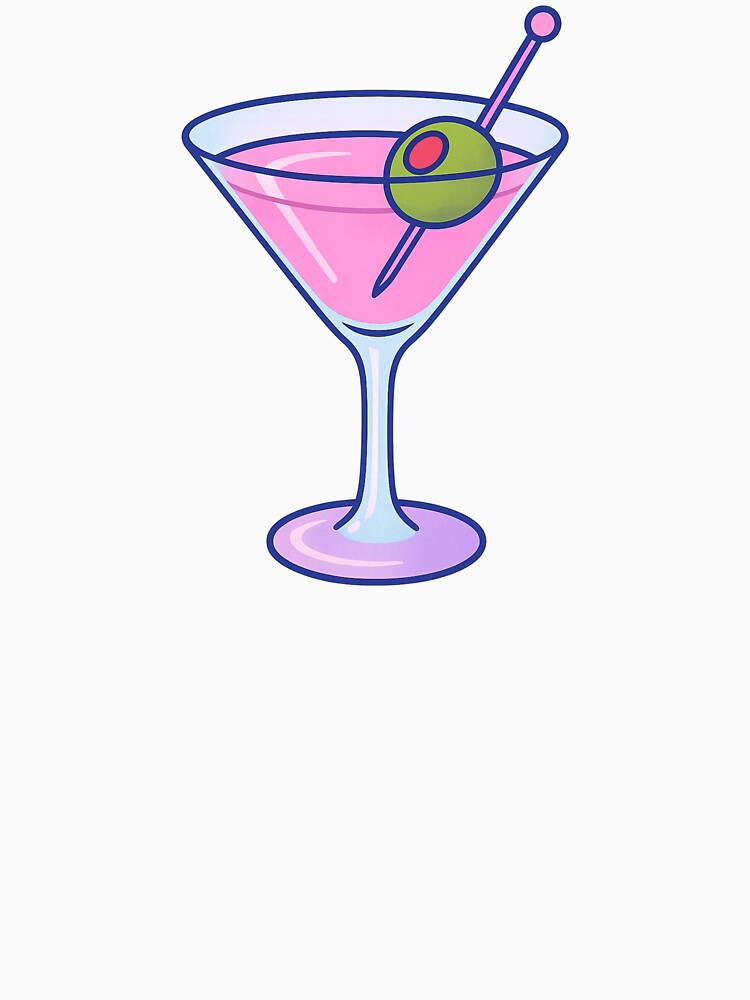 Y2K Martini Glass – Girly Aesthetic Retro Cocktail Illustration by AmeliaKrysiak