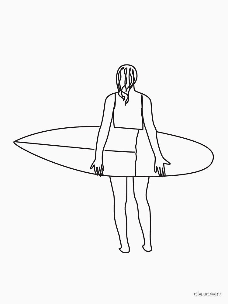 Surfboard Line Drawing, Surf Illustration, Surf One Line Art by clauceart