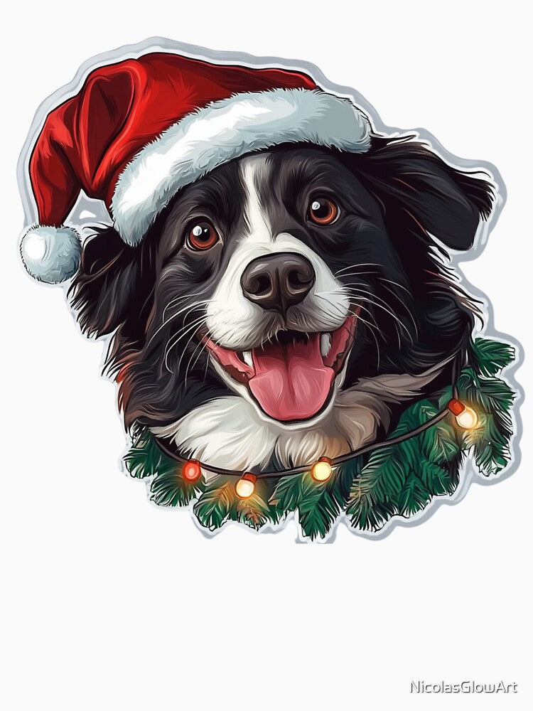 Border Collie Christmas Sticker by NicolasGlowArt