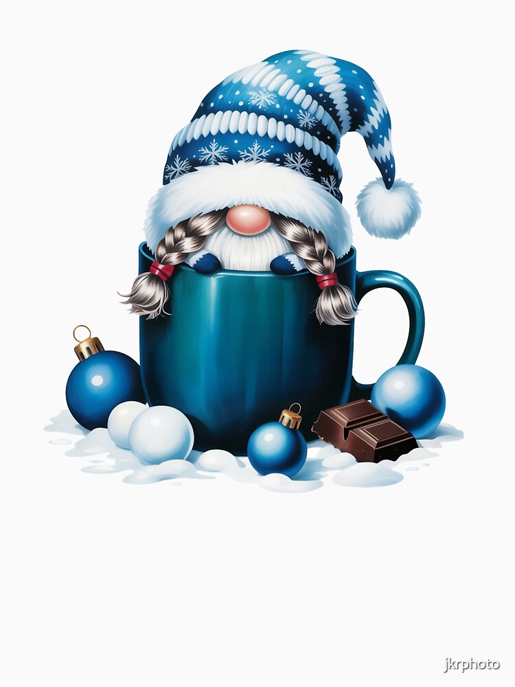 Blue Christmas Gnome in mug by jkrphoto