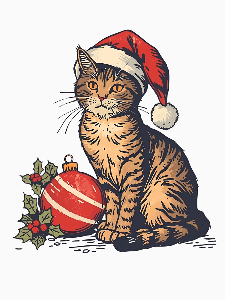 Vintage Christmas Cat – Santa Kitty Holiday Design by Activity01