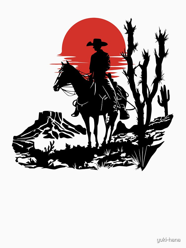 Western Cowboy Riding Horse Silhouette by yuki-hana