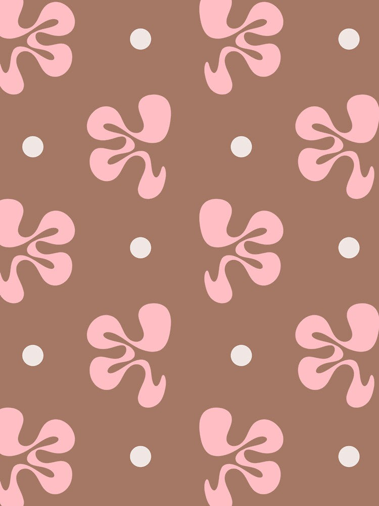 Abstract Shapes Cheerful Whimsy Mocha Pink Pattern by kierkegaard