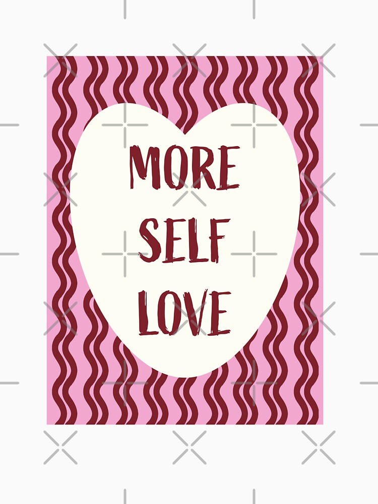 More Self Love - Retro Groovy Typography Heart Illustration (Burgundy) by DesigndN