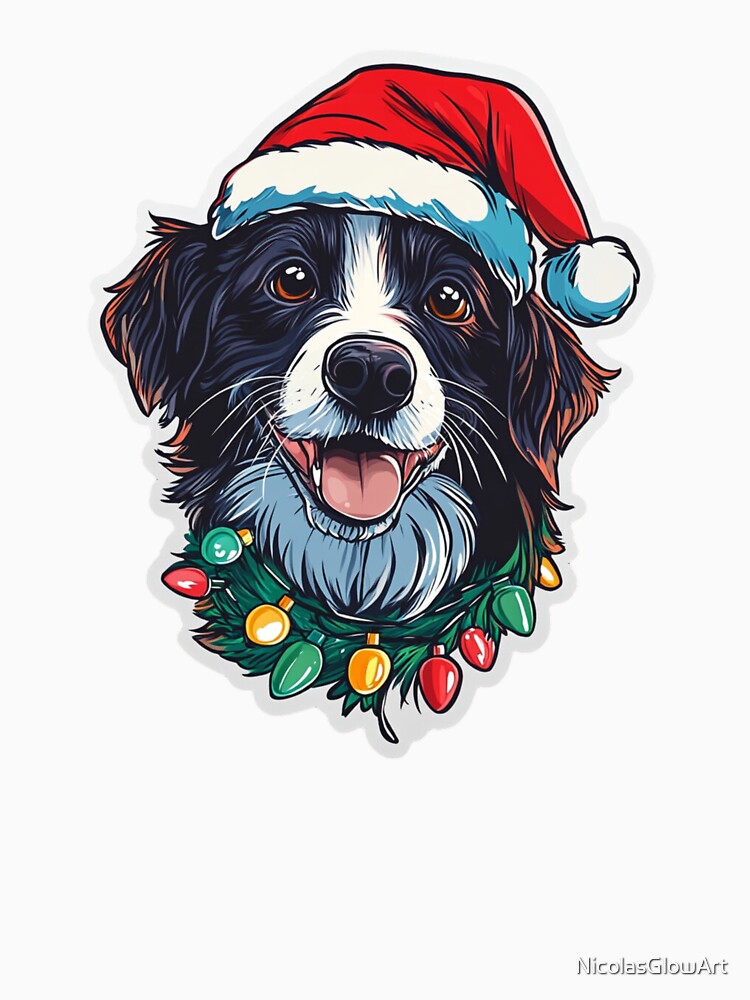 Border Colie Christmas Dog by NicolasGlowArt
