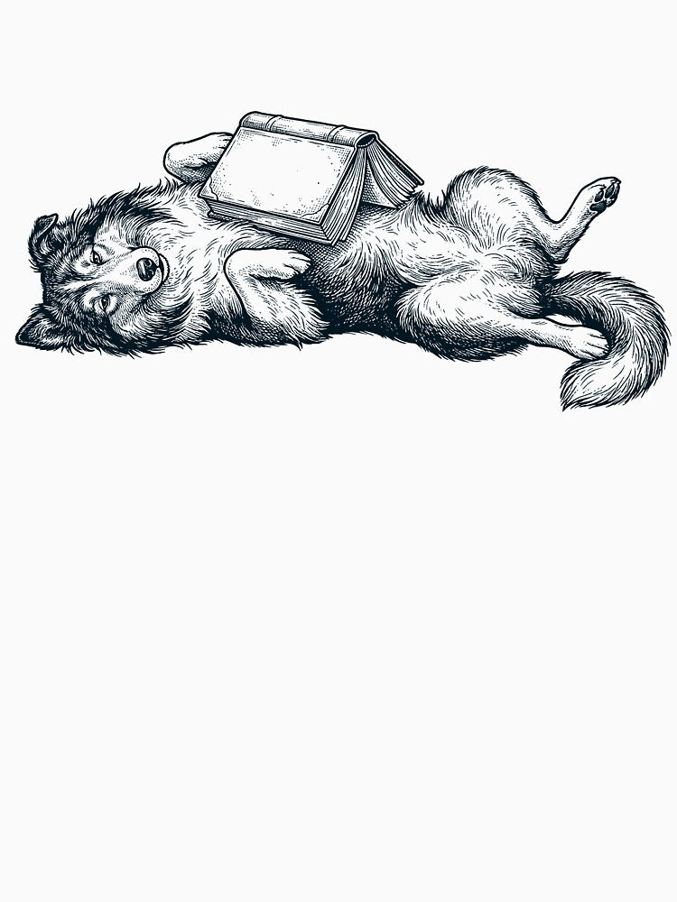 Funny Collie Reading Book Nap Dog Lover by DoodleTortle