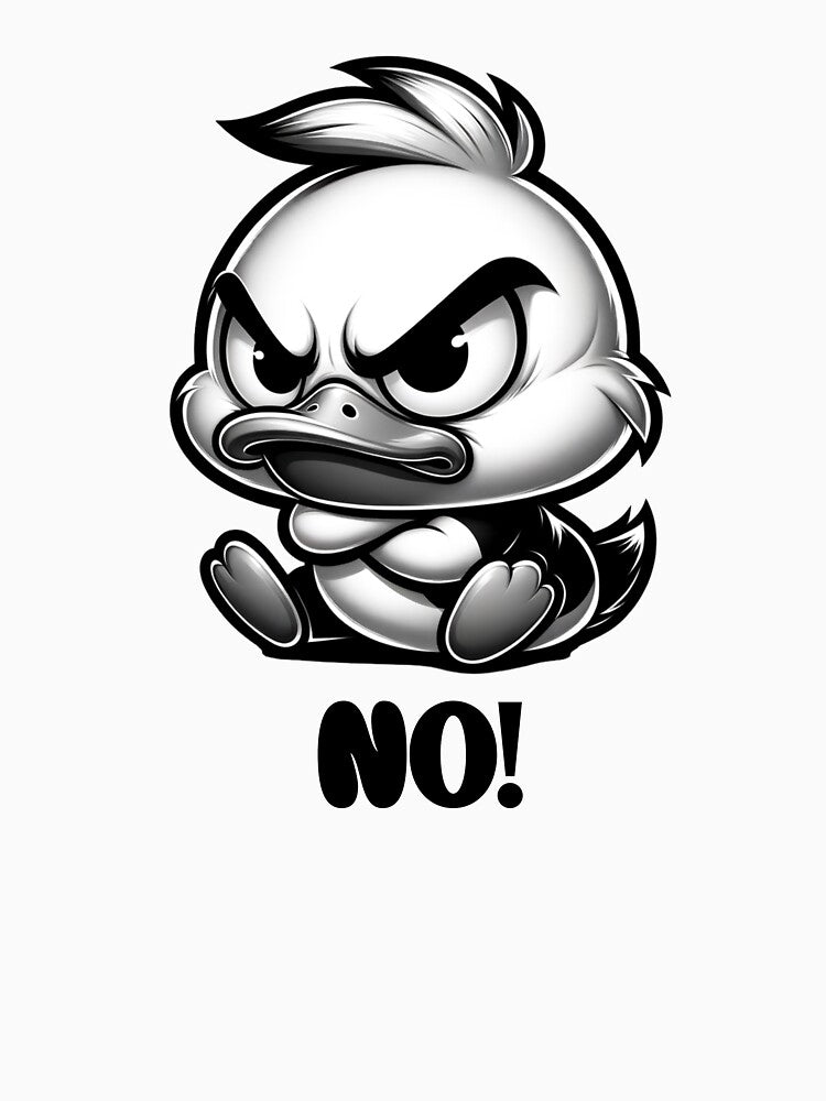 Angry Duck | Funny NO! Duck Cartoon | Cute Grumpy Duck Design by CozyLineStudio