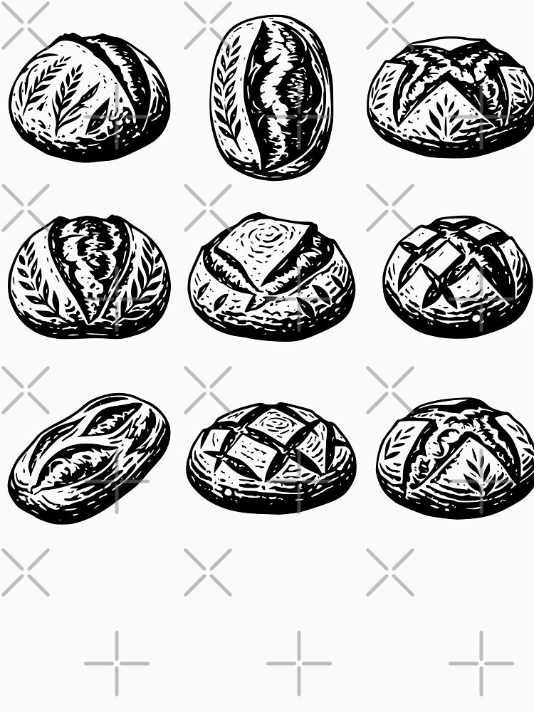 Vintage Unisex Tattoo Style Shirt Sourdough Bread Loaves by KeepCookingTees
