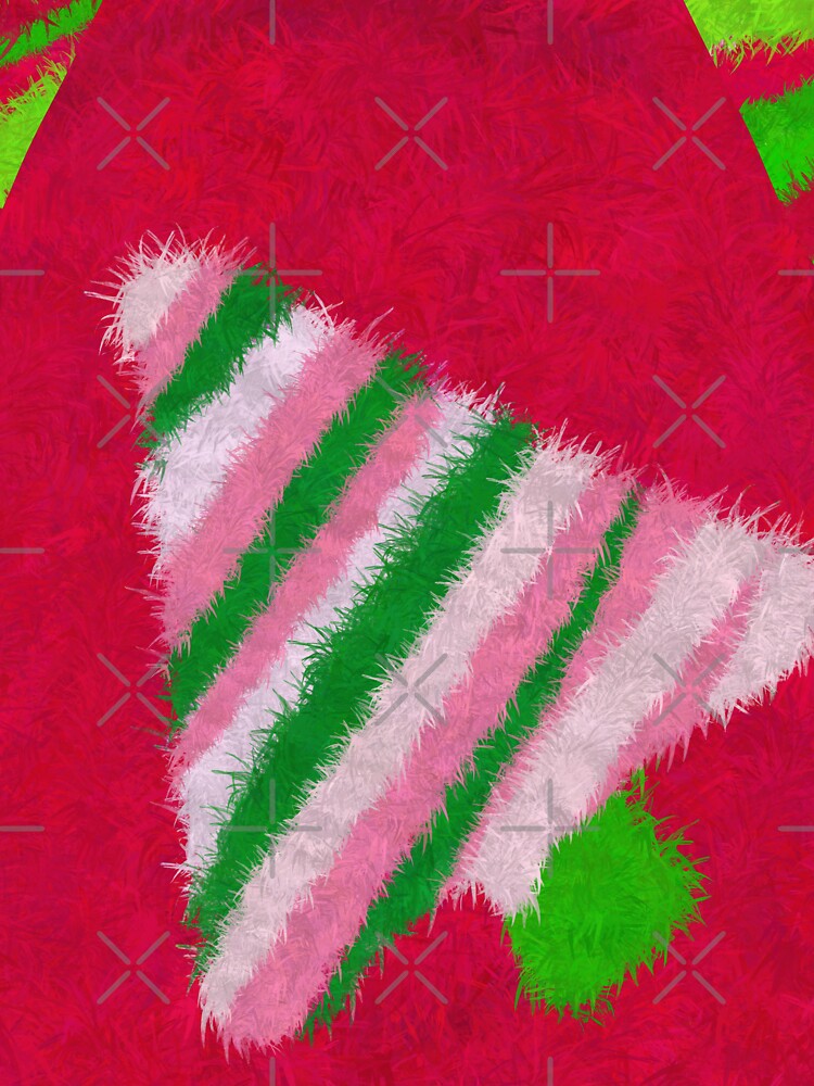 Red and Green Christmas, Pink Christmas Trees - Hand-drawn by Victoria Rose