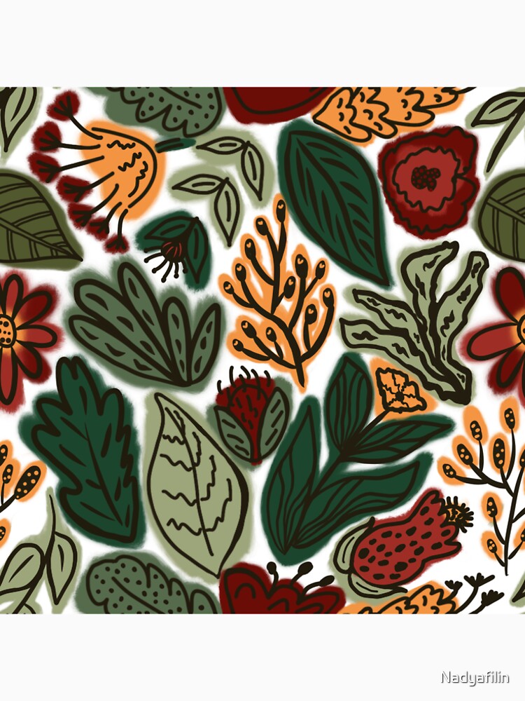 Green plants and flowers,hand-drawn by Nadyafilin