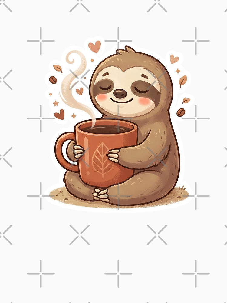 Cute Kawaii Sloth Hugging Coffee Mug by CrystalMineArts