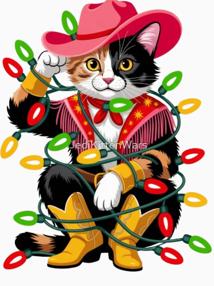 Rodeo Cowgirl Christmas Light Wrapped Cat by JediKittenWars