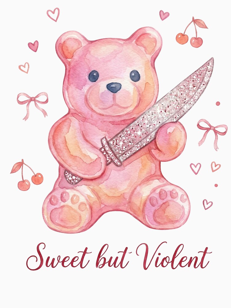 Sweet but Violent – Cute Teddy Bear Dark Coquette Design by aiqdelicia